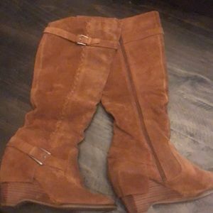 Brown knee high boots